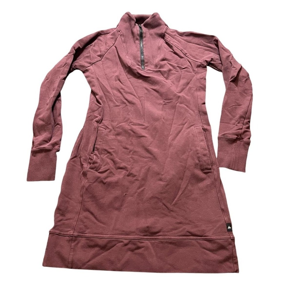 American Giant Sweatshirt Dress Women XS Maroon Quarter Zip Pockets Long Sleeve